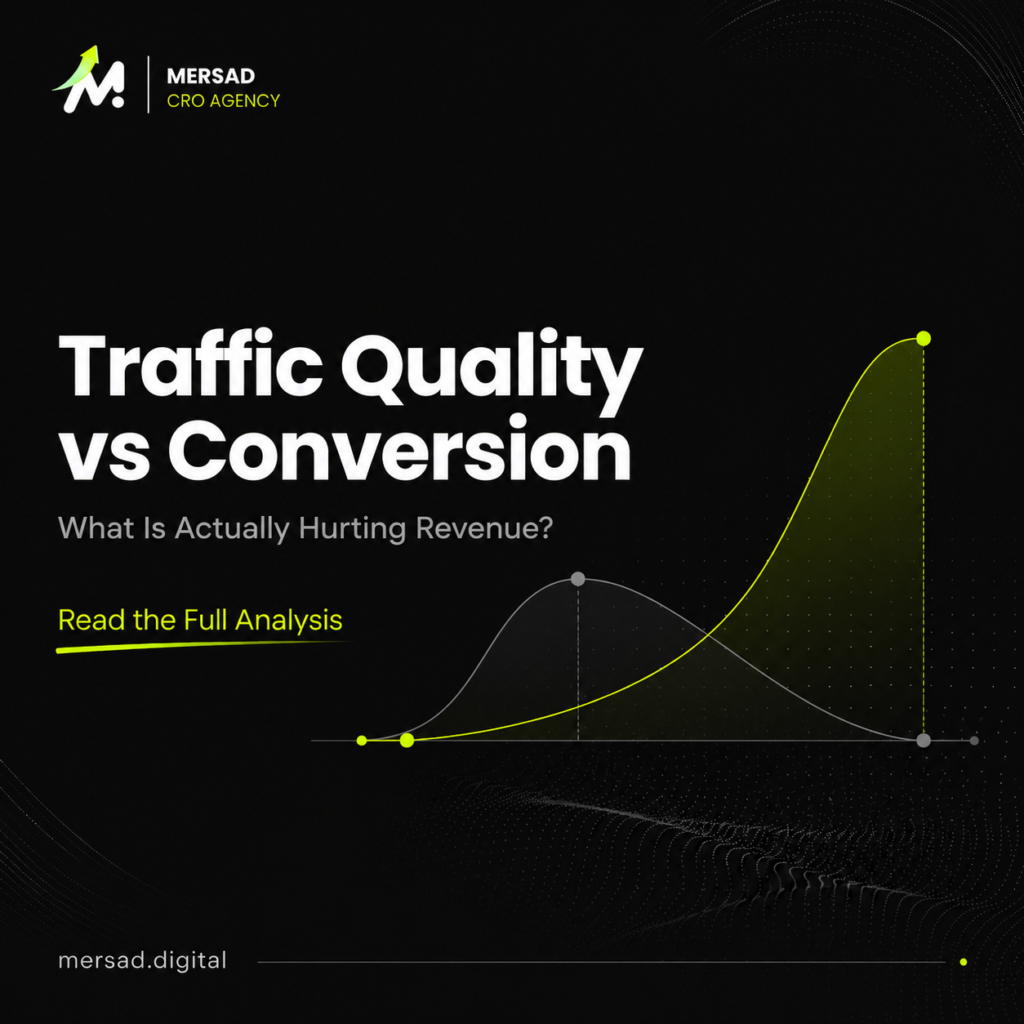 Traffic Quality vs Conversion Rate: How to Tell What Is Actually Hurting Revenue — Mersad ecommerce CRO insight.