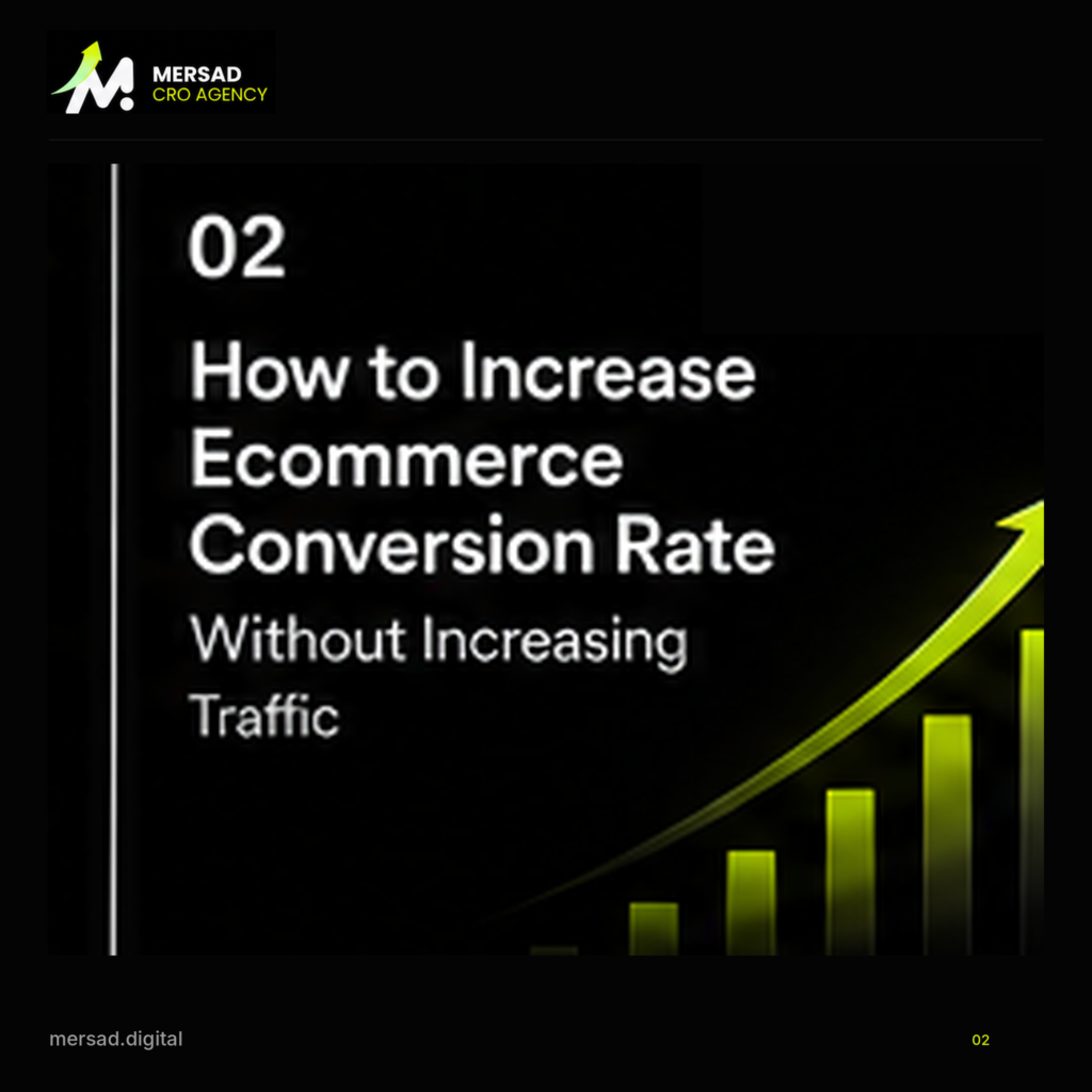 How to Increase Ecommerce Conversion Rate Without Increasing Traffic — Mersad ecommerce CRO visual.