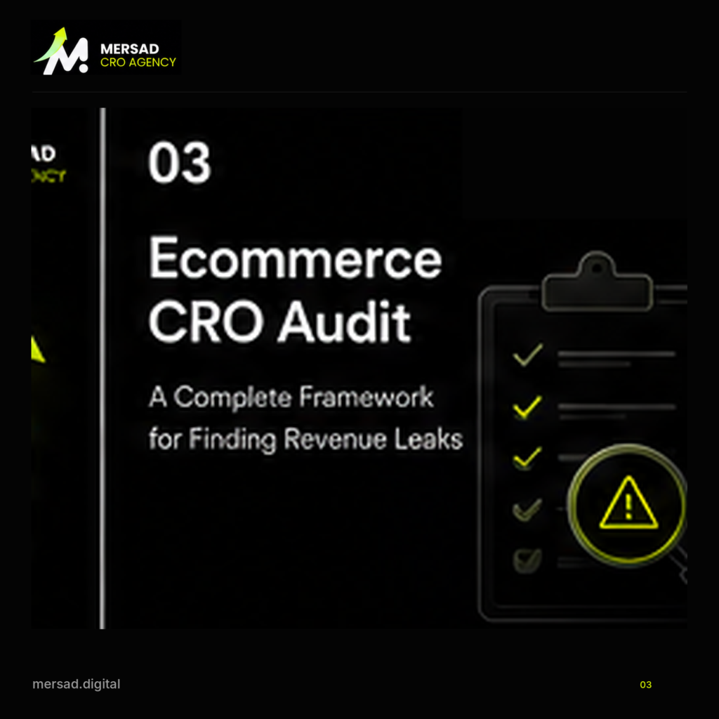 Ecommerce CRO Audit: A Complete Framework for Finding Revenue Leaks — Mersad ecommerce CRO visual.