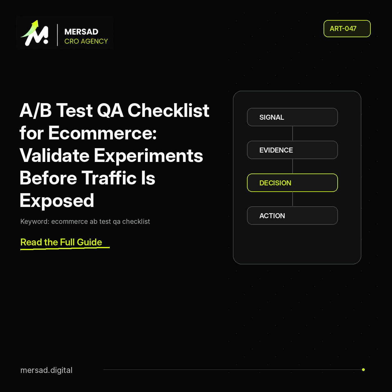 A/B Test QA Checklist for Ecommerce: Validate Experiments Before Traffic Is Exposed — Mersad ecommerce CRO insight.