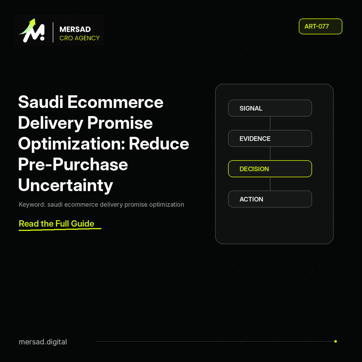 Saudi Ecommerce Delivery Promise Optimization: Reduce Pre-Purchase Uncertainty — Mersad ecommerce CRO insight.