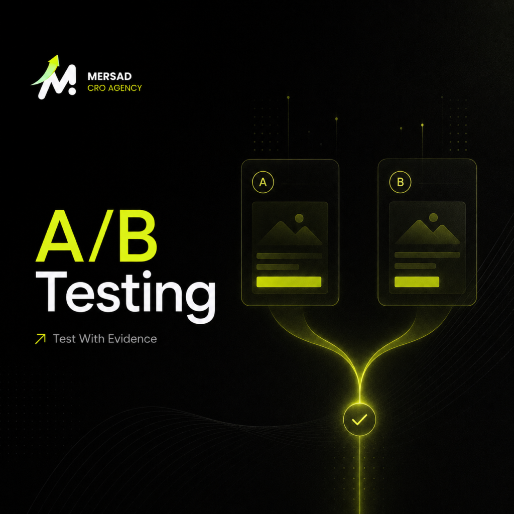 A/B Testing for Ecommerce: From Research and Hypothesis to Rollout visual for Mersad Insights.
