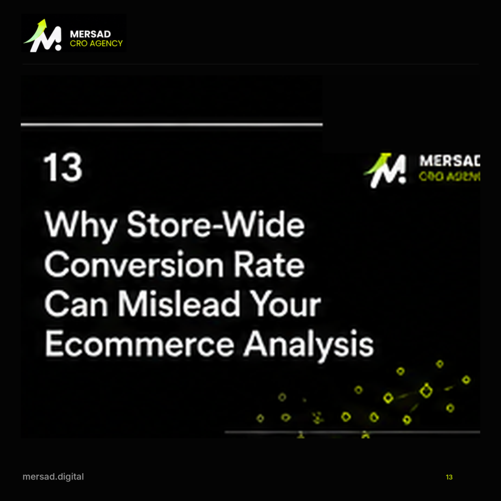 Why Store-Wide Conversion Rate Can Mislead Your Ecommerce Analysis — Mersad ecommerce CRO visual.
