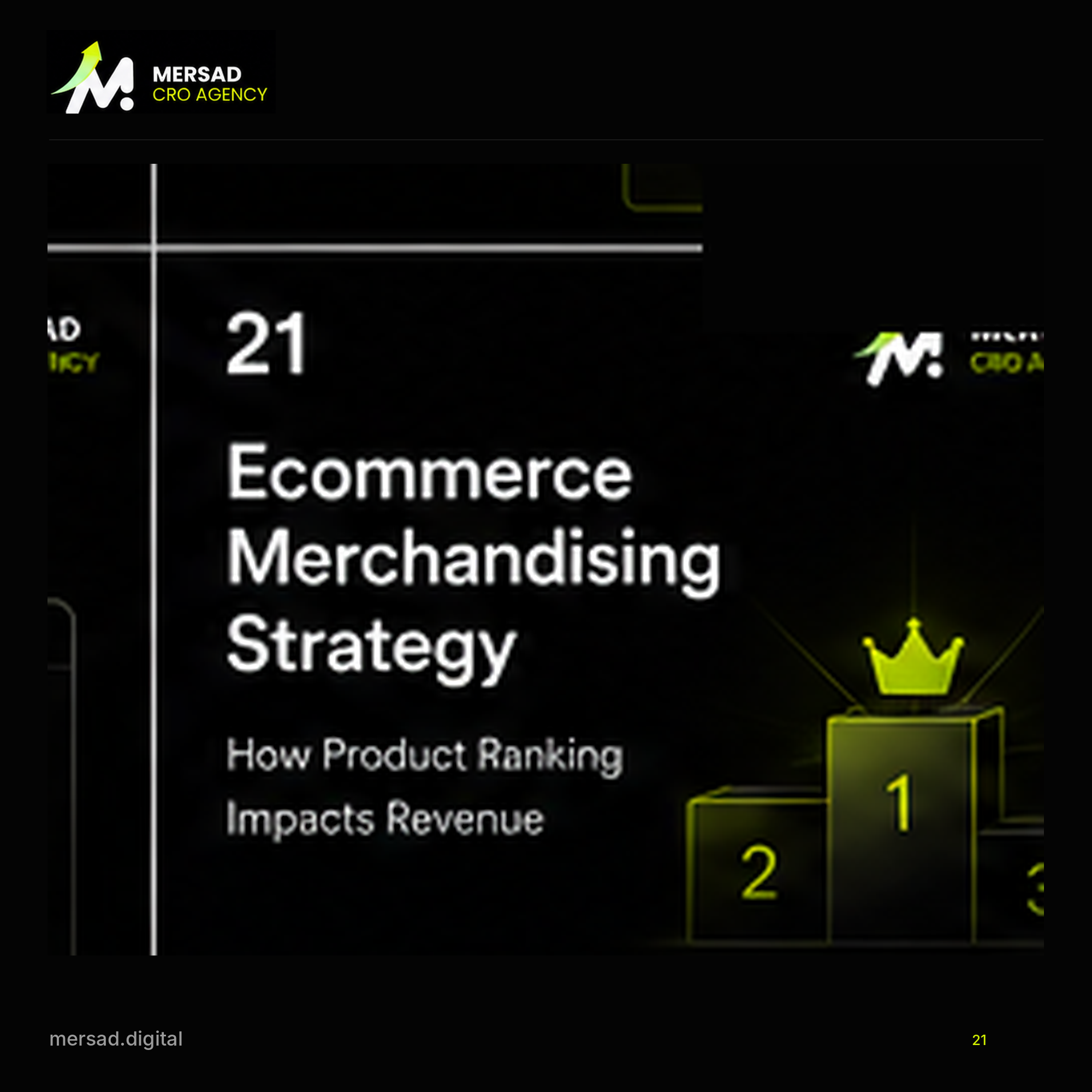 Ecommerce Merchandising Strategy: How Product Ranking Impacts Revenue — Mersad ecommerce CRO visual.