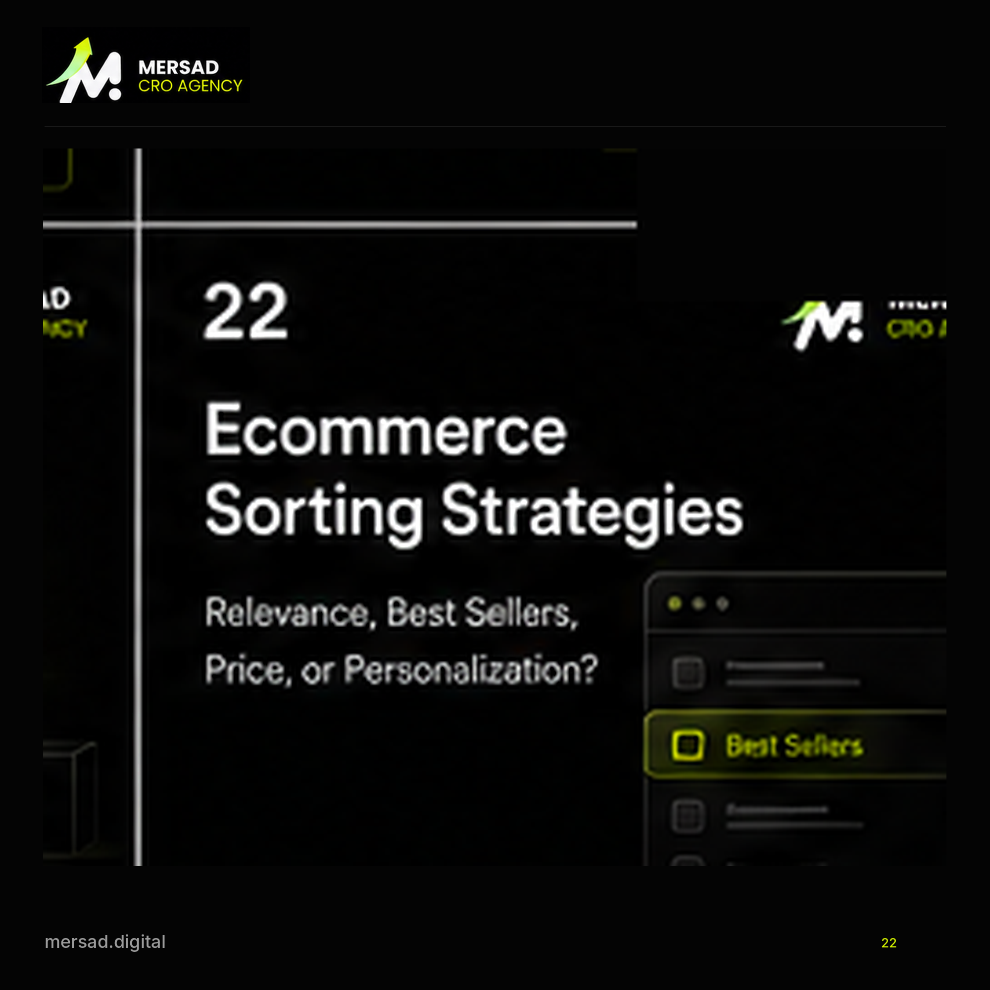 Ecommerce Sorting Strategies: Relevance, Best Sellers, Price, or Personalization? — Mersad ecommerce CRO visual.