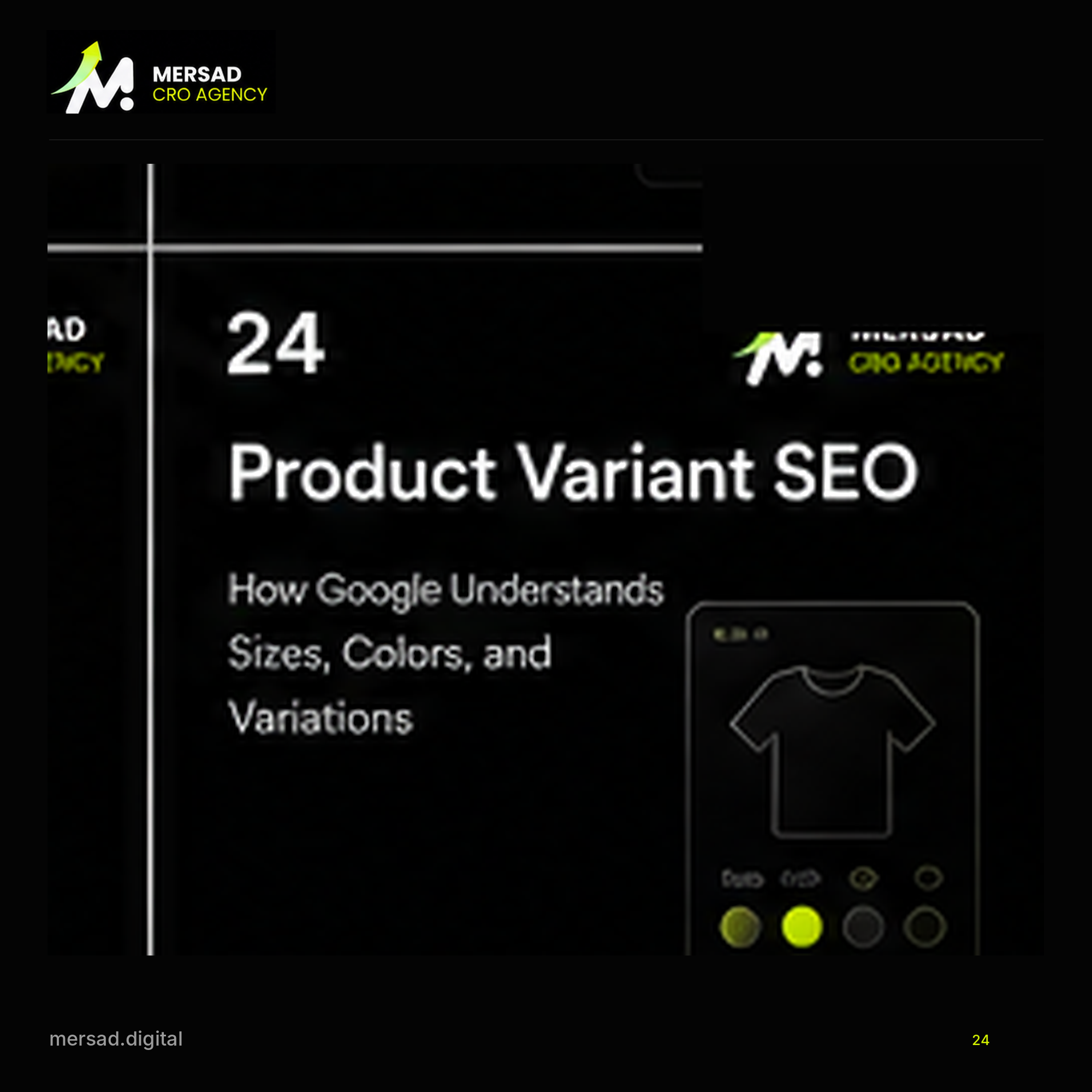 Product Variant SEO: How Google Understands Sizes, Colors, and Variations — Mersad ecommerce CRO visual.